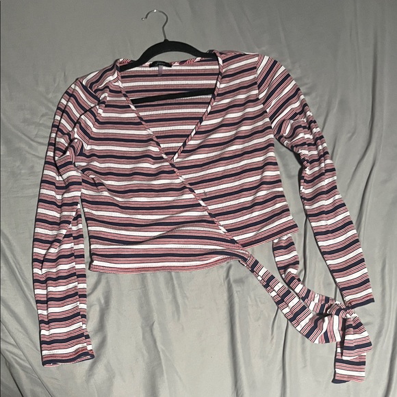 Soprano Multicolor Striped Wrap Blouse - Picture 1 of 2